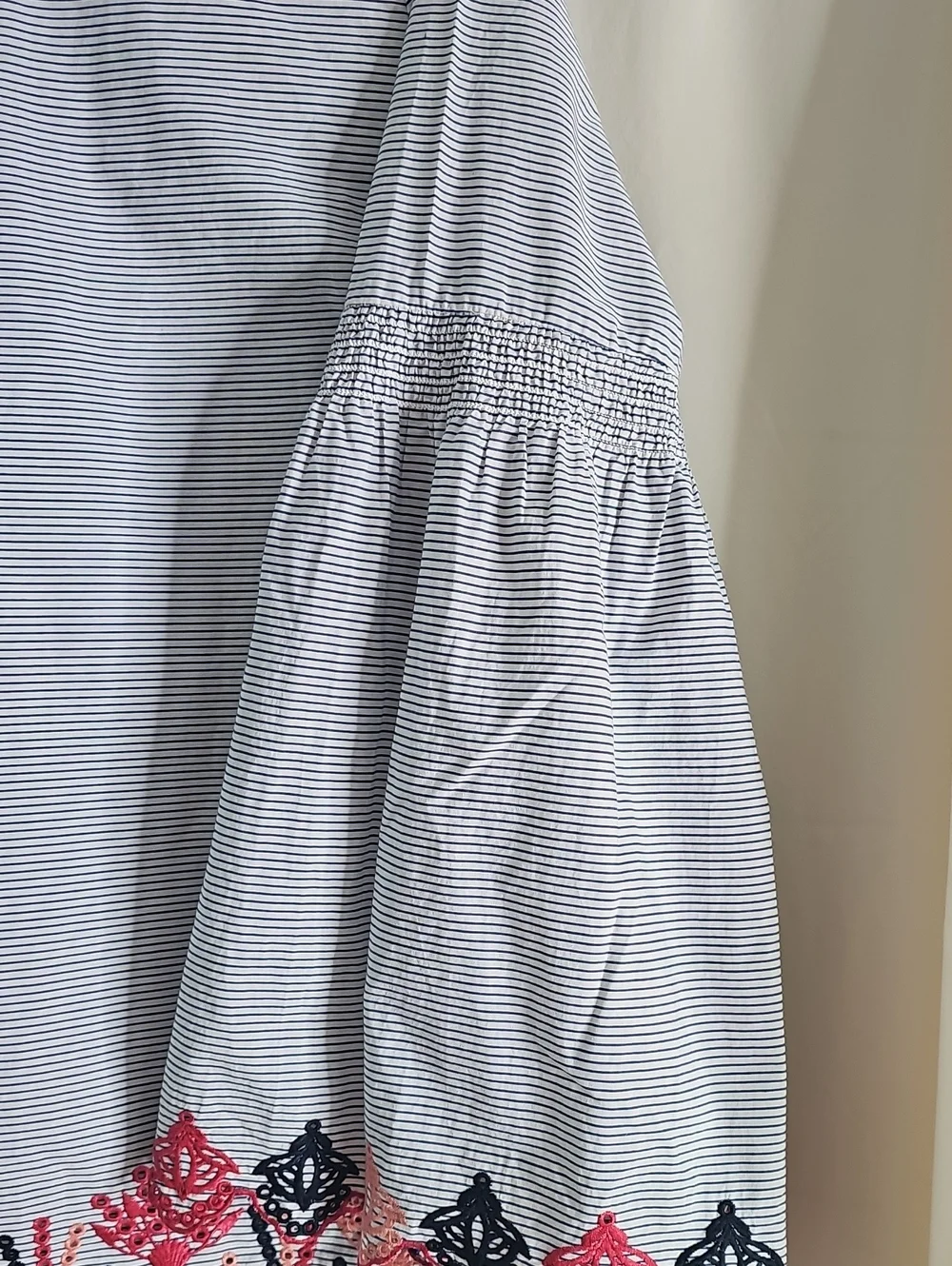 Crown & Ivy Navy 100% Cotton Blue /White Striped Bell Sleeve Tunic - Picture 3 of 9